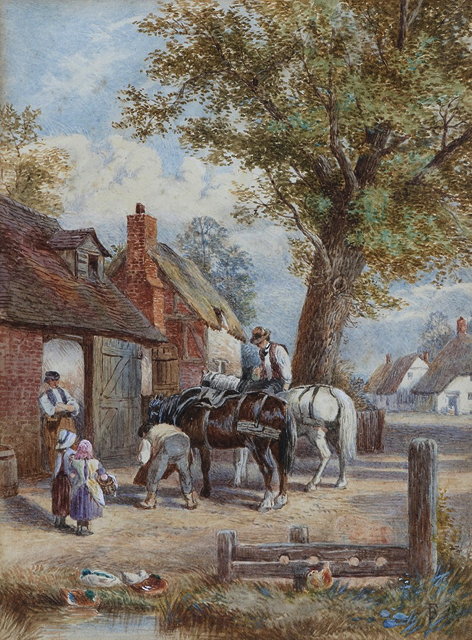 Appraisal: CIRCLE OF MYLES BIRKET FOSTER - A blacksmith attending to