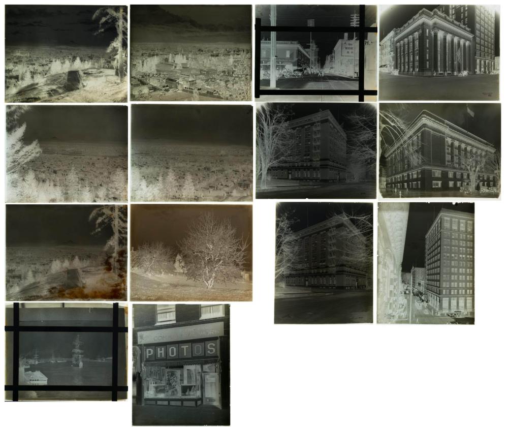 Appraisal: FOURTEEN PHOTOGRAPHIC NEGATIVES FEATURING PORTLAND VIEWPOINTS AND STREET SCENES all