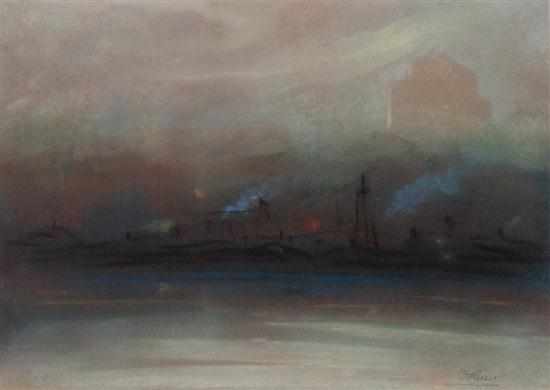 Appraisal: Leon Louis Dolice American - City Harbor Scene pastel on