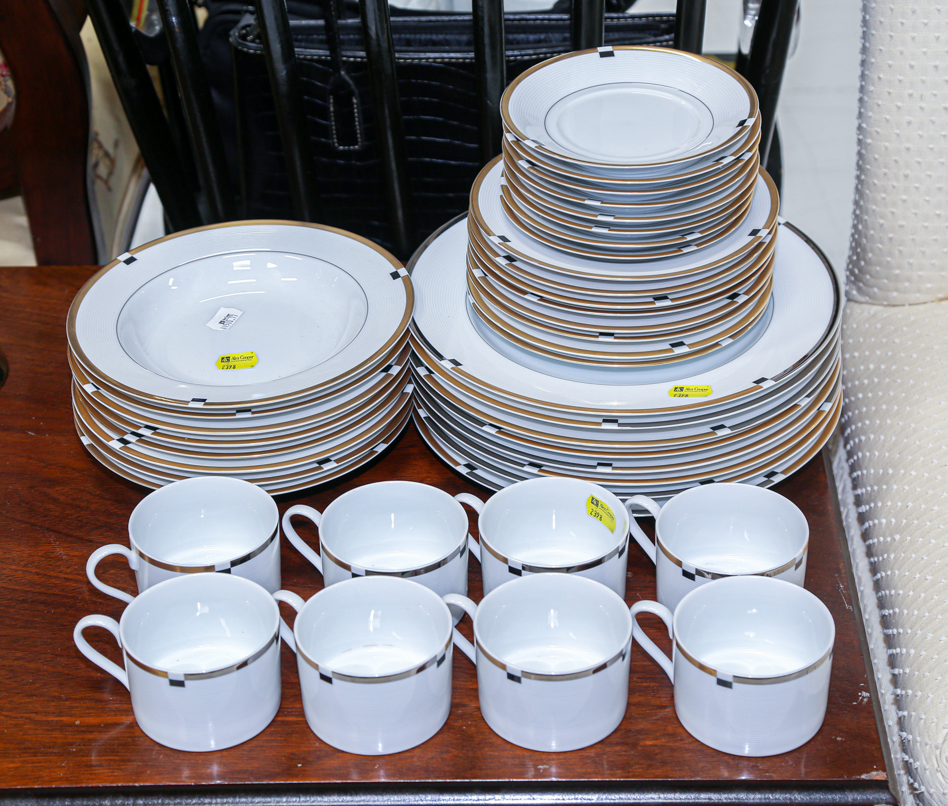 Appraisal: GROUP OF ART DECO STYLE MIKASA DINNER CHINA Includes soup