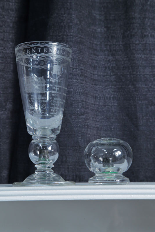 Appraisal: TWO PIECES OF COMMEMORATIVE GLASS A vase and paperweight commemorating