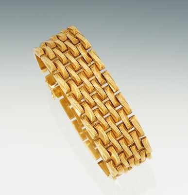 Appraisal: An k Gold Strap Bracelet k yellow gold basket weave