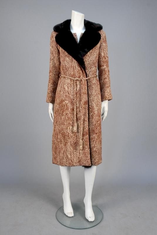 Appraisal: NINA RICCI PARIS DRESS and COAT ENSEMBLE s Brown and