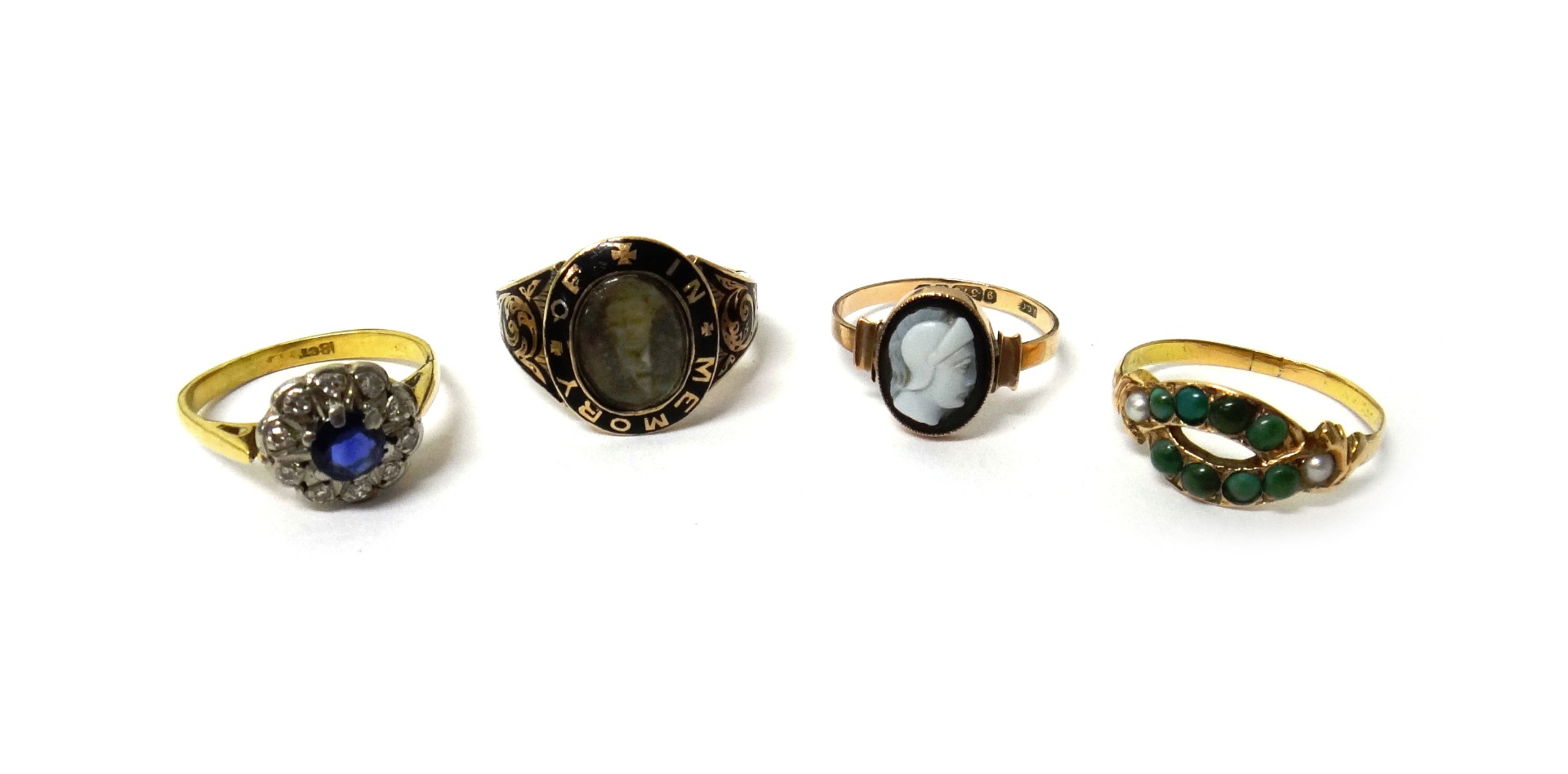 Appraisal: A Victorian ct gold and black enamelled mourning ring glazed