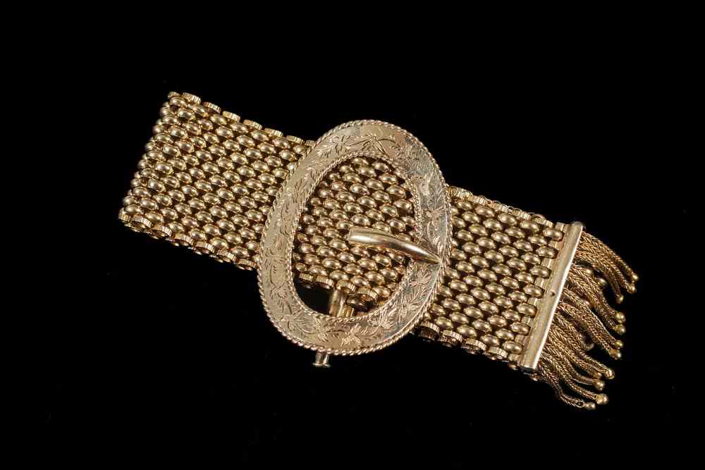 Appraisal: BRACELET - Antique Victorian K yellow gold multi-link cuff bracelet