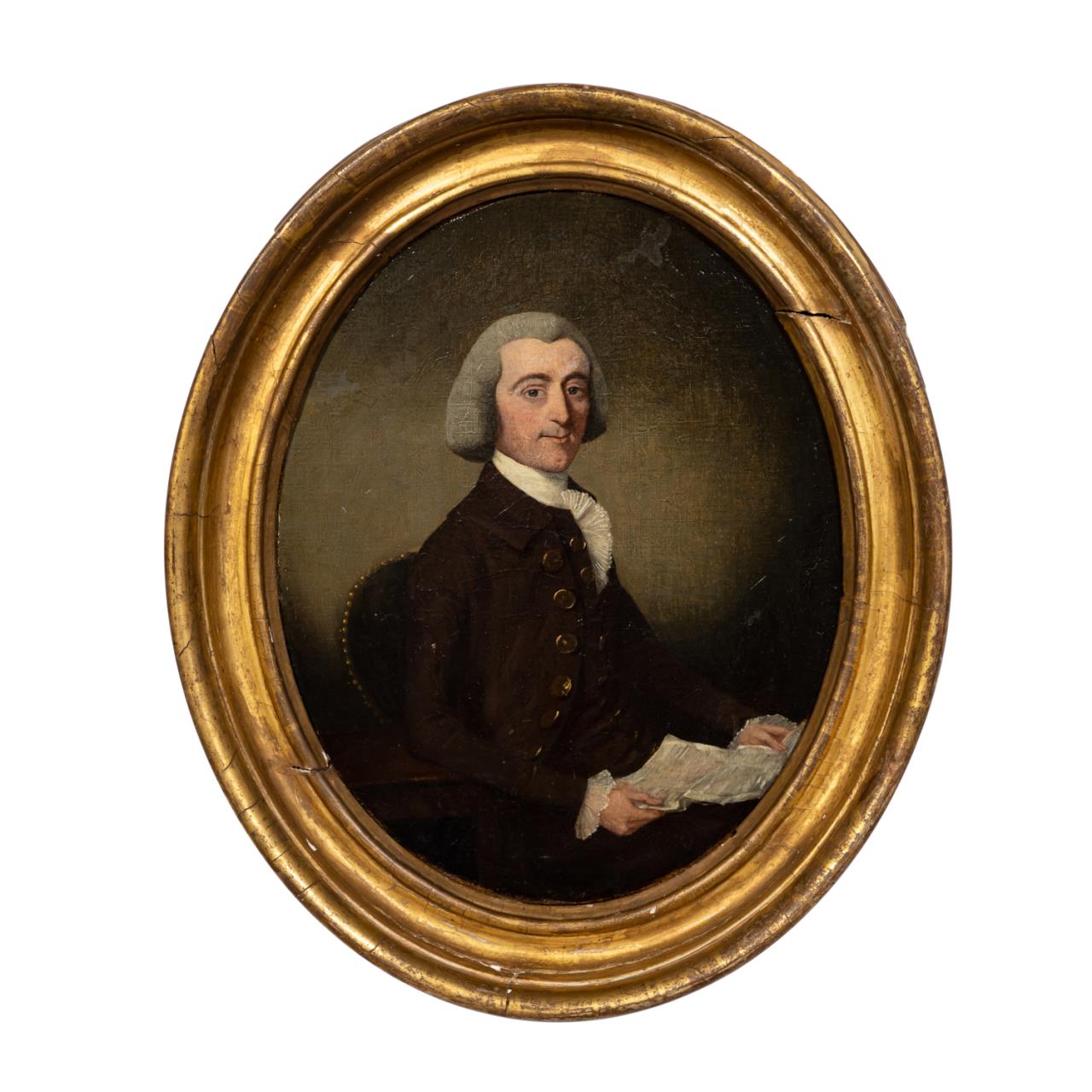 Appraisal: ANGLO-IRISH OVAL PORTRAIT OF A GENTLEMAN C Anglo-Irish School untitled