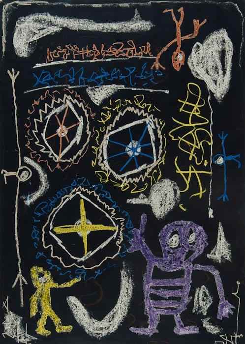 Appraisal: Akem Illich th century Untitled coloured chalk on black paper