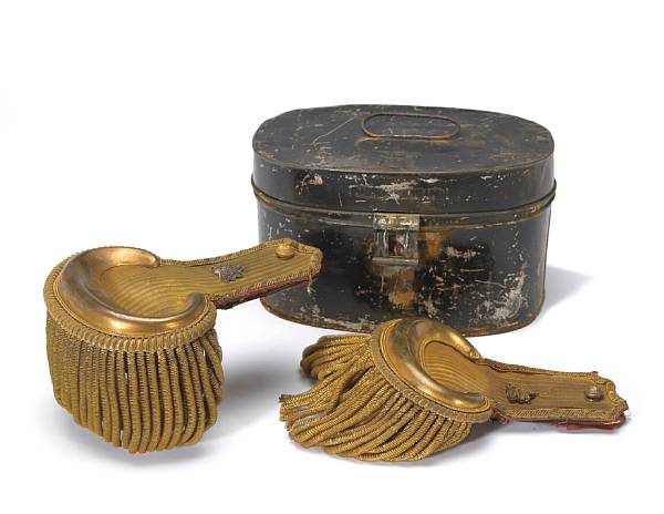 Appraisal: A cased pair of Civil War officer's epauletsattributed to Lt