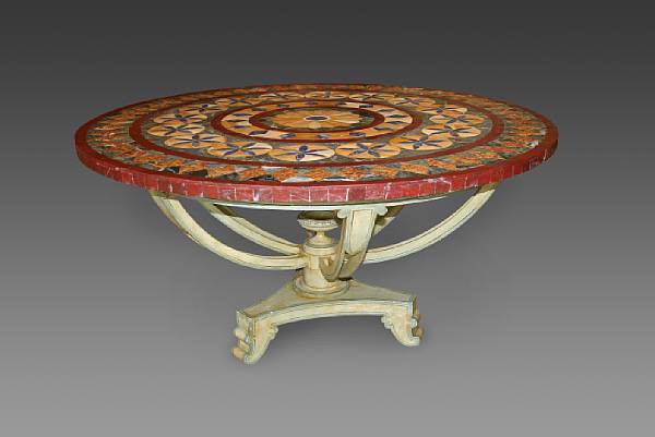 Appraisal: An Italian Baroque style pietra dura breakfast table height in