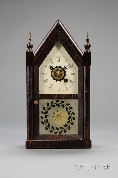 Appraisal: Miniature Mahogany Steeple Clock by Jerome Company New Haven Connecticut