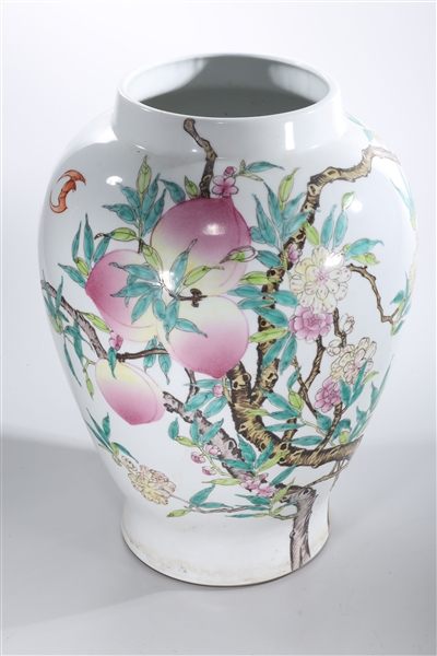 Appraisal: Chinese enameled porcelain vase depicting peaches with bats Qianlong mark