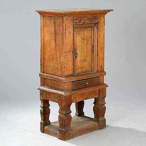 Appraisal: A Scandinavian Baroque Oak Cupboard on Stand dated on later