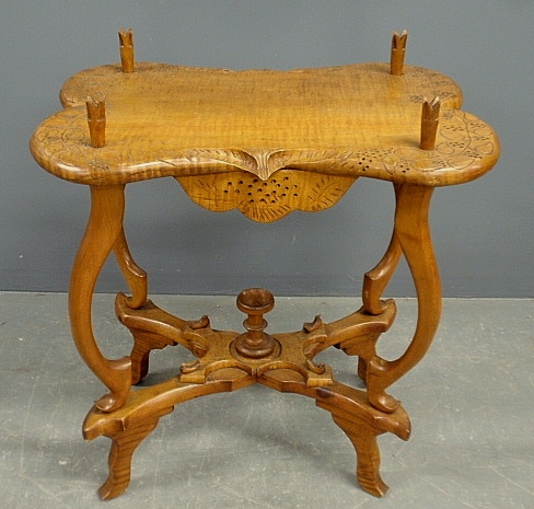 Appraisal: - Maple folk art table with unusual carvings found in