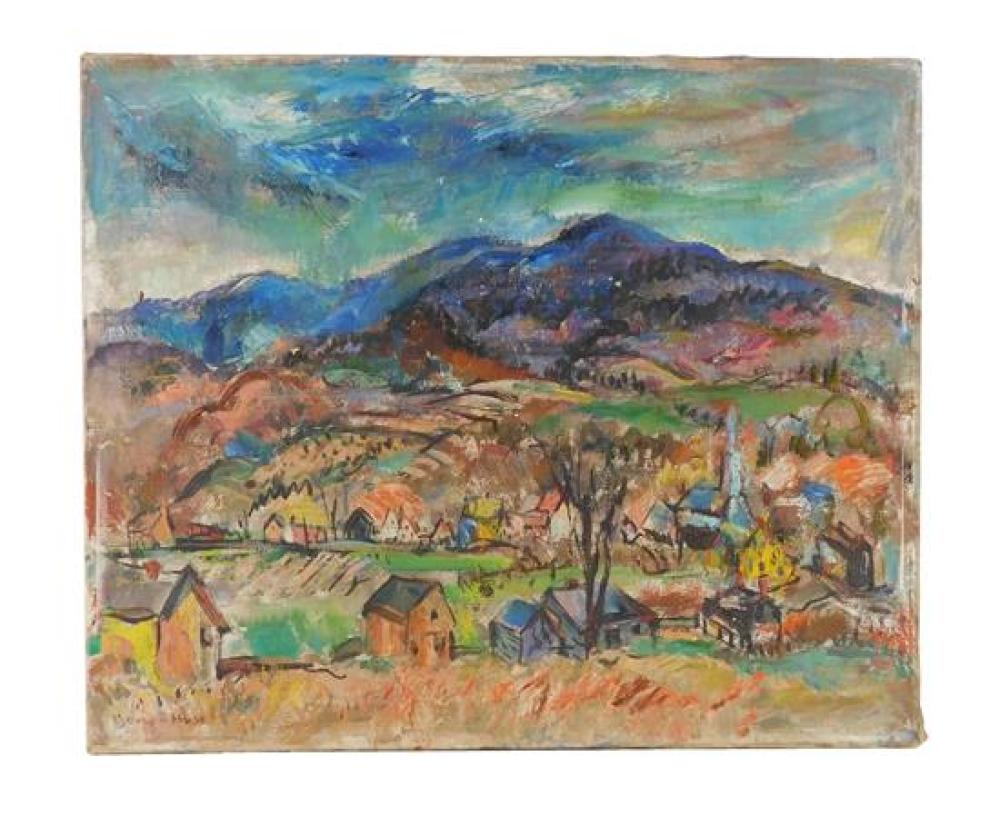 Appraisal: Marion Huse American - Autumn Village View c 's oil