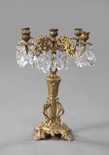 Appraisal: Continental Gilt-Brass Five-Light Candelabrum in the late Baroque style the