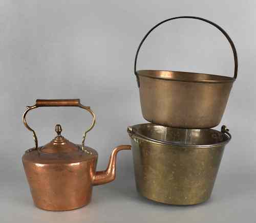 Appraisal: English copper tea kettle early th c h together with