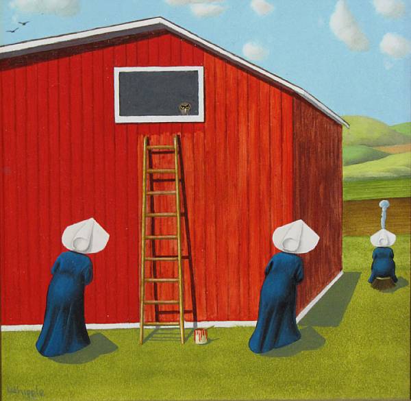 Appraisal: Frank Whipple American Nuns at red barn Nuns with black