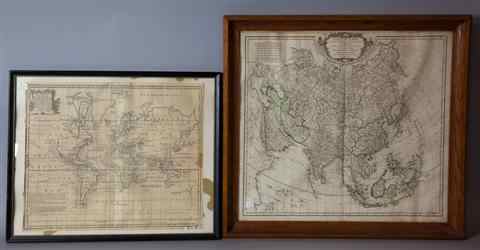 Appraisal: EMMANUEL BOWEN MAP OF THE WORLD X sight Framed along