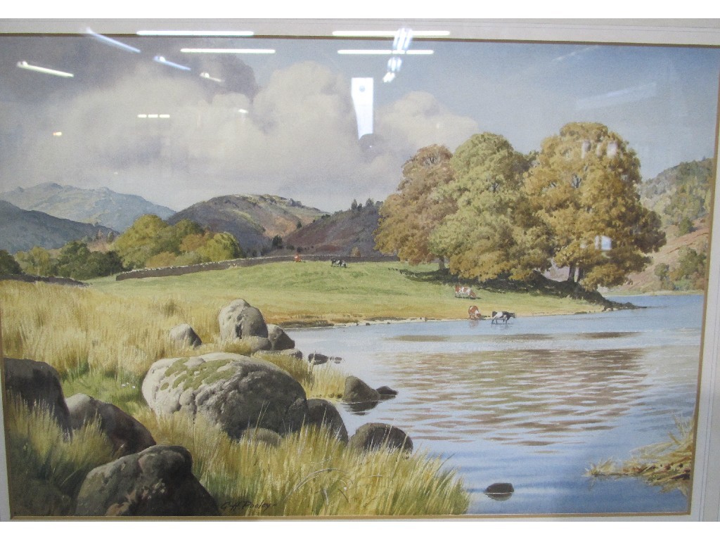 Appraisal: G H POOLEY Watercolour 'Rydal Water Cumbria' signed recto and