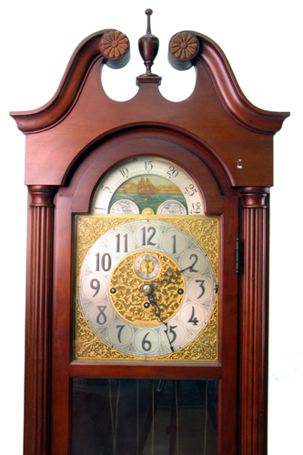 Appraisal: A MAHOGANY CASED FIVE-TUBE HALL CLOCK Herschede Clock Co model