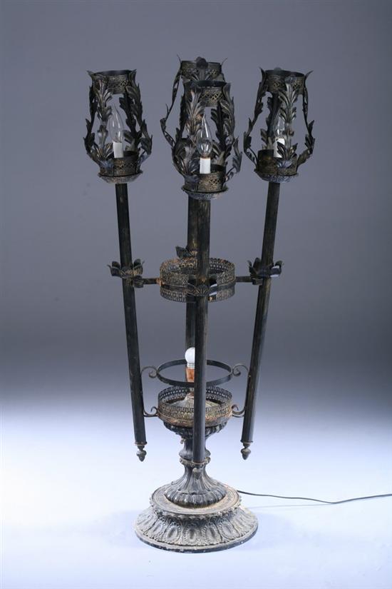 Appraisal: ASSEMBLED MIXED-METAL FIVE-LIGHT FLOOR LAMP th century Victorian cast iron