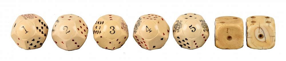 Appraisal: Lot Of Ivory Dice Included is one set of five