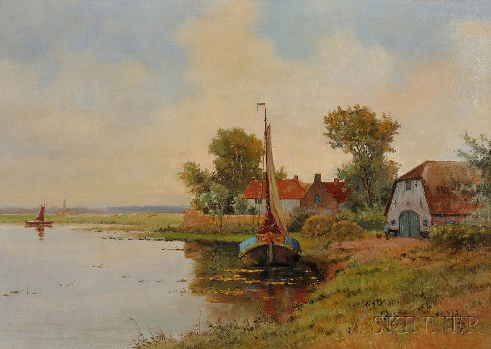 Appraisal: Arend van de Pol Dutch - Polder Landscape Signed and