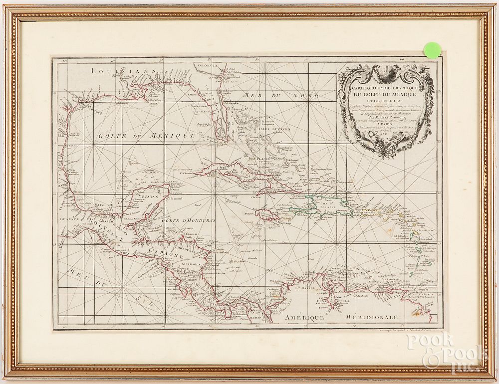 Appraisal: Rizzi Zannoni engraved map of the Gulf of Mexico Rizzi