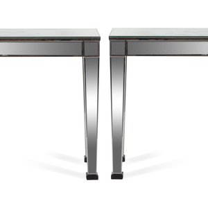 Appraisal: A Pair of Italian Mirrored Console Tables th Century Height