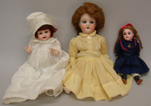 Appraisal: Lot of dolls with blue eyes mohair wig pc papier