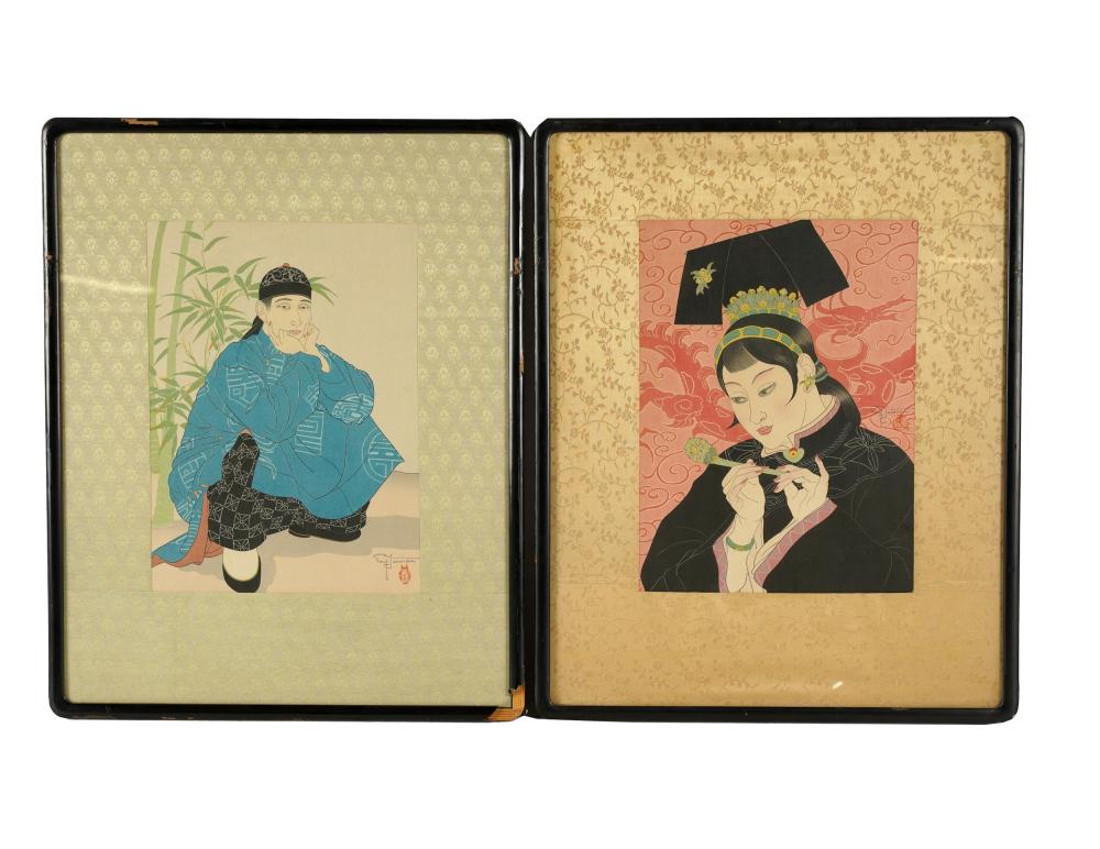 Appraisal: PAUL JACOULET - TWO WORKSeach color woodblock print each pencil-signed