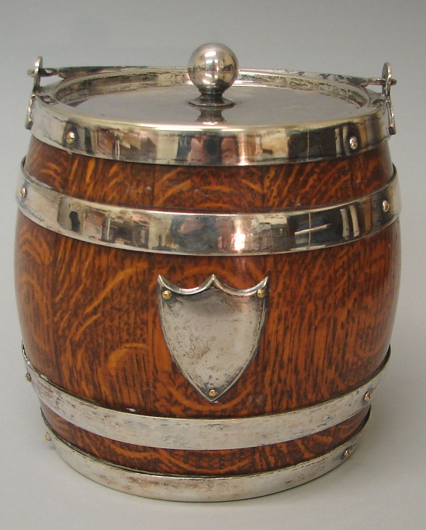 Appraisal: Humidor in the form of a small barrel with shield