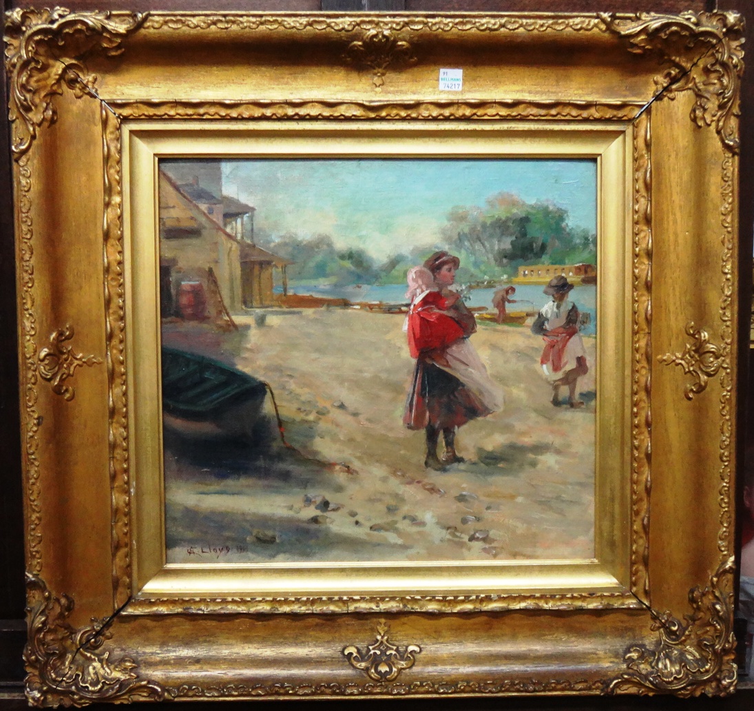 Appraisal: C A Lloyd th th century Children walking near a