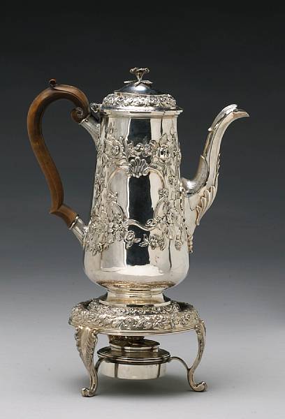 Appraisal: A William IV silver coffee pot after the antique with