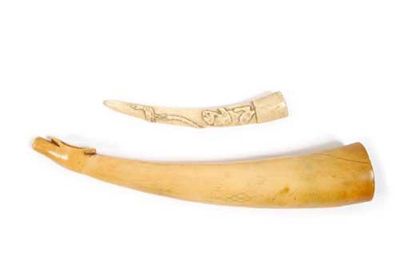 Appraisal: An African ivory oilphant ritual trumpet with pierced elliptical aperture