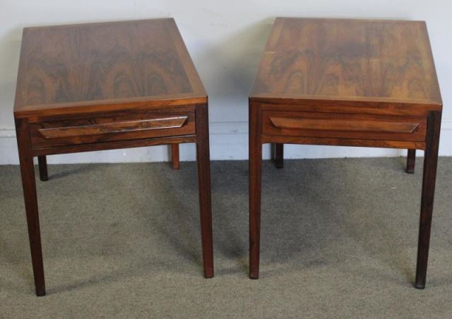 Appraisal: Pair of W Gram Johannessen Rosewood End Tables Midcentury end