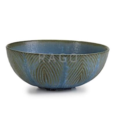 Appraisal: AXEL SALTO ROYAL COPENHAGEN Glazed stoneware bowl herringbone pattern Denmark