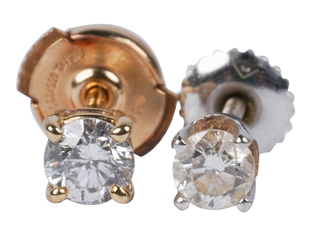 Appraisal: PAIR OF ASSOCIATED KARAT GOLD DIAMOND STUD EARRINGScontaining one full-cut