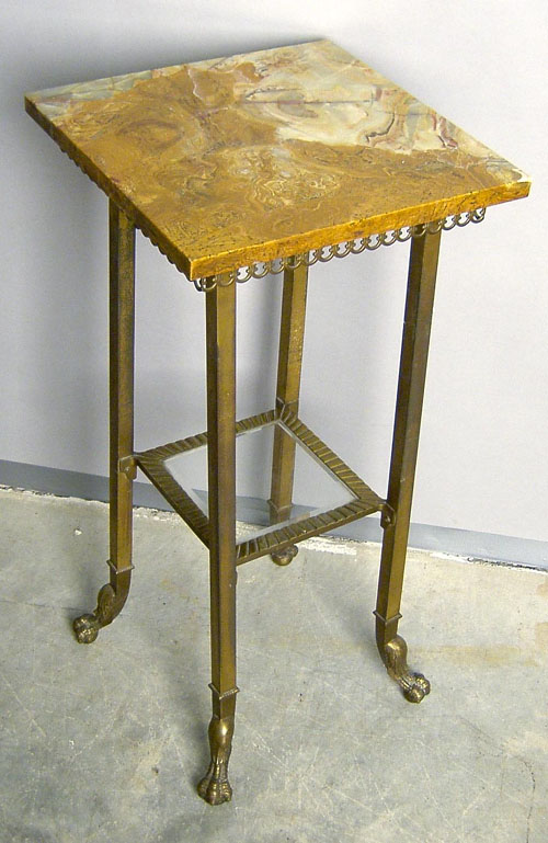 Appraisal: Gilt metal marble top stand late th c h w