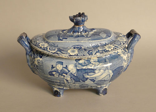 Appraisal: Staffordshire covered tureen th c depicting Wilkie's designs the valentine