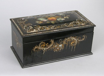 Appraisal: A Victorian Lacquered Desk Box with Abalone Inlay Approx -