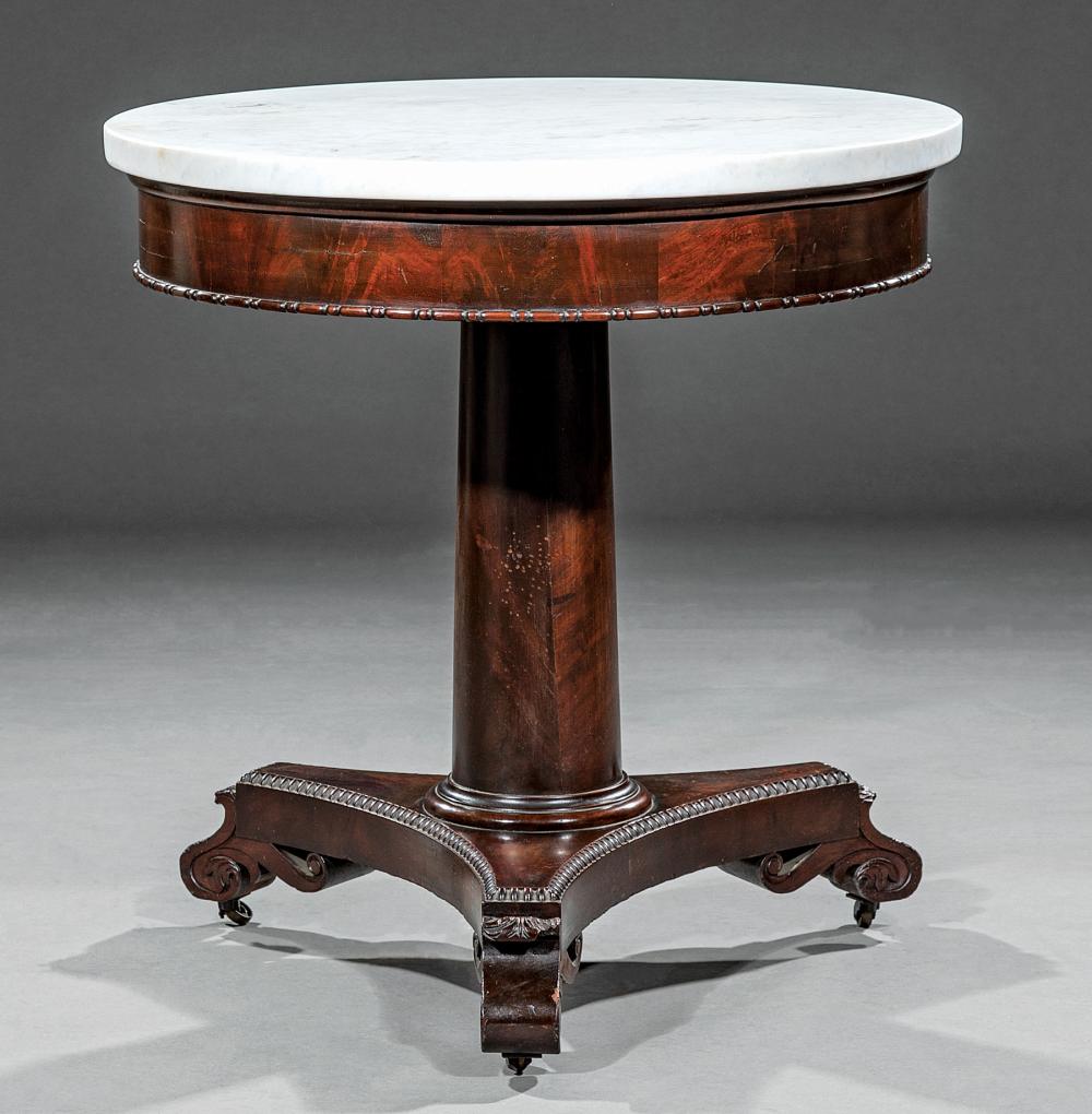 Appraisal: American Classical Carved Mahogany Center Table c probably Boston later