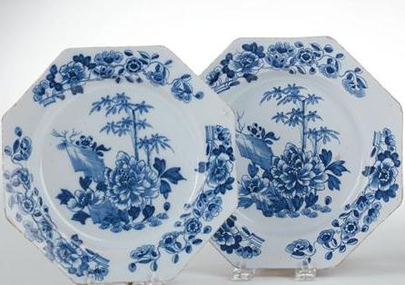 Appraisal: PAIR OF BRITISH DELFT BLUE AND WHITE PLATES PROBABLY LIVERPOOL