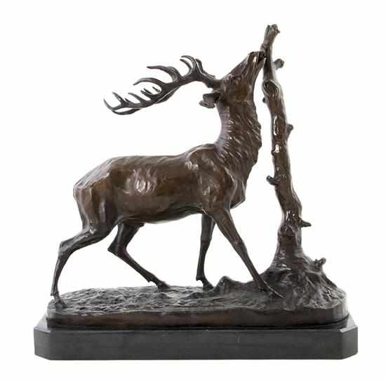 Appraisal: Bronze sculpture of standing elk after Mene Continental th century