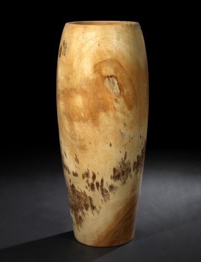 Appraisal: Tall Carved Blonde Wood Vase of tapering baluster form hollowed