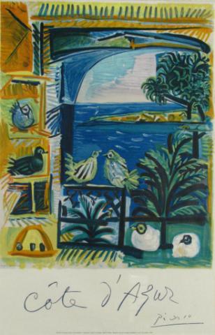 Appraisal: Pablo Picasso Cote D'Azur print depicting tropical resort view x