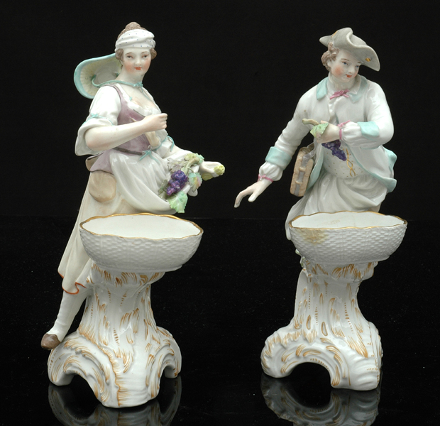 Appraisal: A PAIR OF BERLIN PORCELAIN FIGURAL SWEET MEAT DISHES Circa