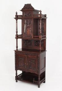 Appraisal: FRENCH HENRI II OAK CABINET WITH COAT OF ARMS CARVED