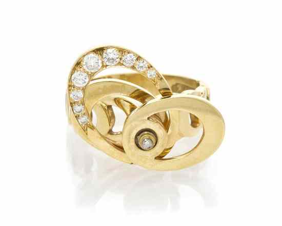 Appraisal: An Karat Yellow Gold And Diamond Articulated Ring Teufel consisting