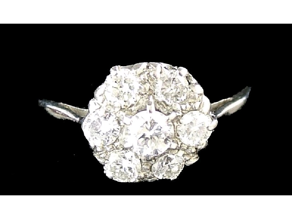 Appraisal: ct white gold seven stone diamond cluster ring